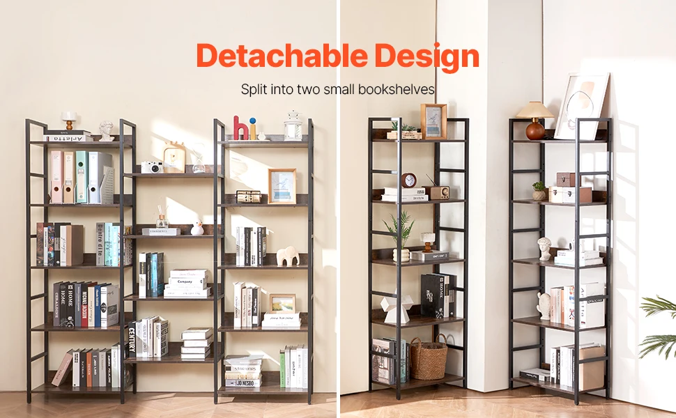 SucceBuy Metal Bookshelf 3-14-Tier Tall Industrial Bookshelf Vintage Display Storage Bookcase with Open Shelves to Home Office