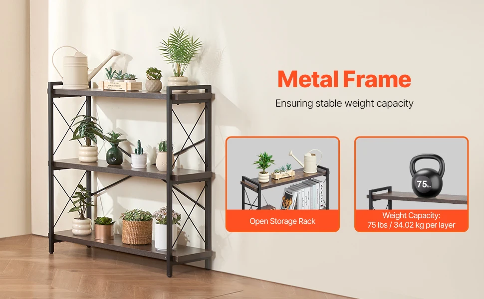 SucceBuy Metal Bookshelf 3-14-Tier Tall Industrial Bookshelf Vintage Display Storage Bookcase with Open Shelves to Home Office