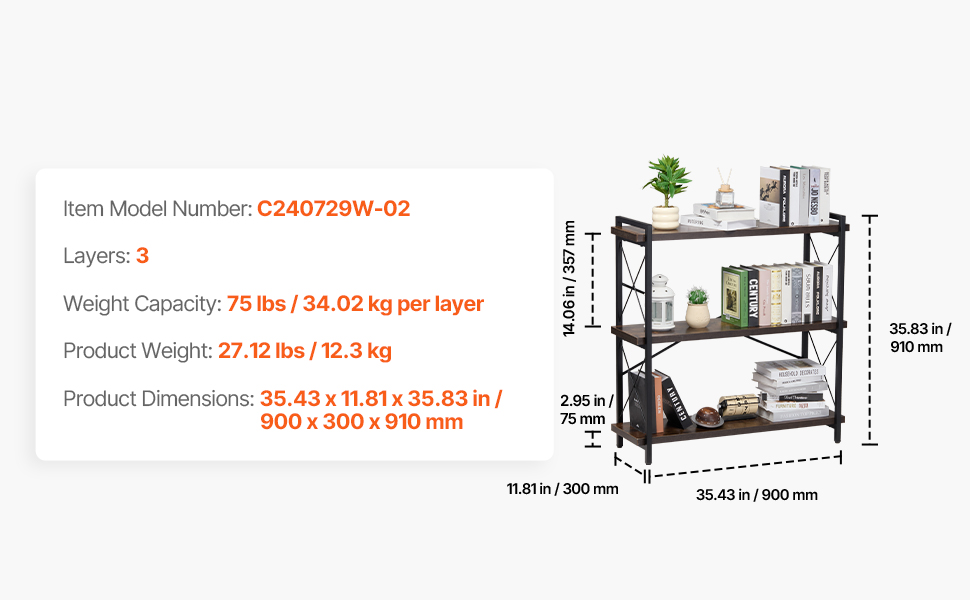 SucceBuy Metal Bookshelf 3-14-Tier Tall Industrial Bookshelf Vintage Display Storage Bookcase with Open Shelves to Home Office