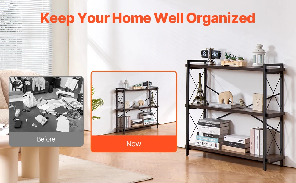 SucceBuy Metal Bookshelf 3-14-Tier Tall Industrial Bookshelf Vintage Display Storage Bookcase with Open Shelves to Home Office