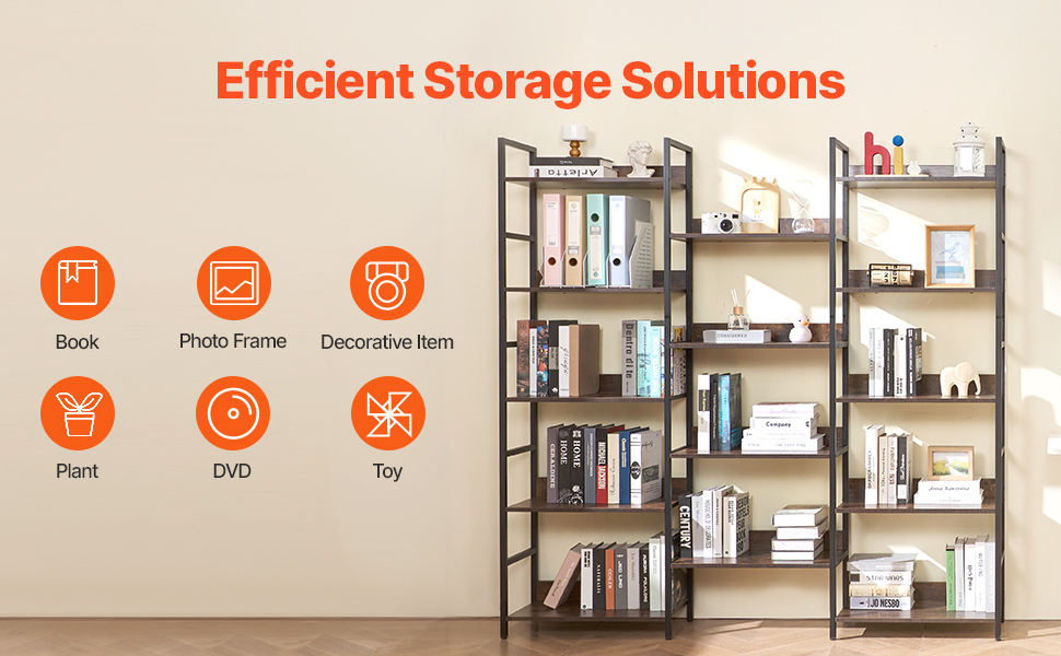 SucceBuy Metal Bookshelf 3-14-Tier Tall Industrial Bookshelf Vintage Display Storage Bookcase with Open Shelves to Home Office