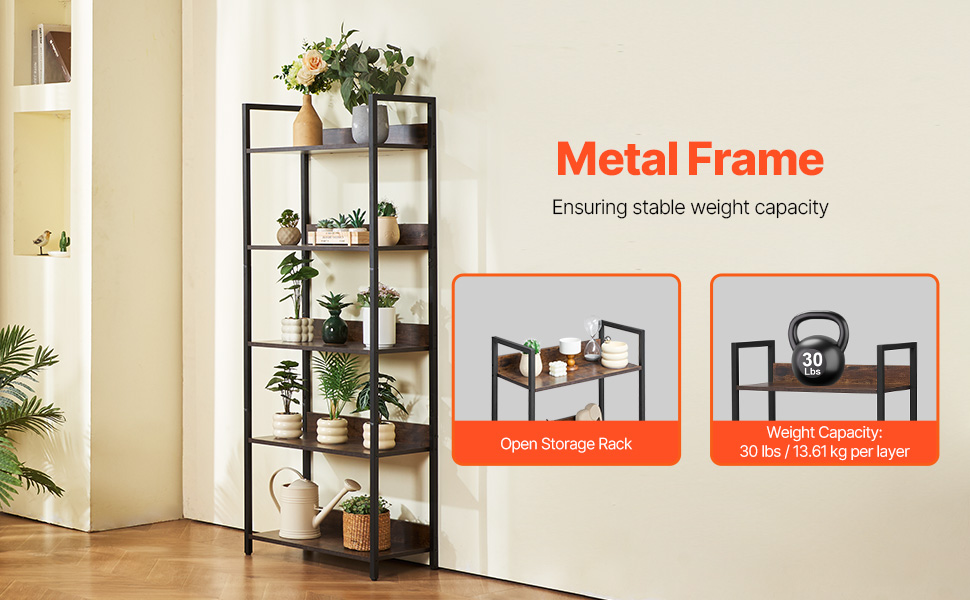 SucceBuy Metal Bookshelf 3-14-Tier Tall Industrial Bookshelf Vintage Display Storage Bookcase with Open Shelves to Home Office
