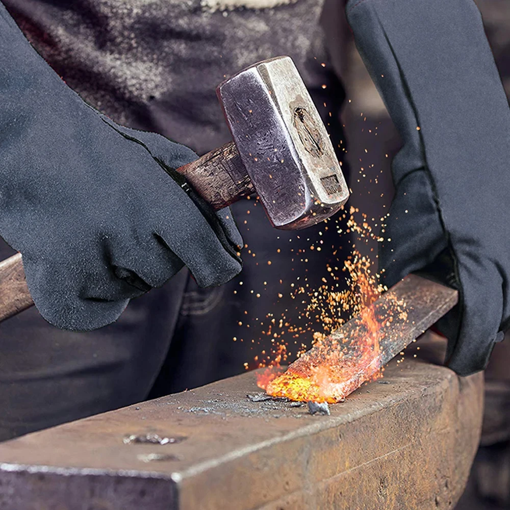 HITBOX 14/16inch Welding Gloves For Tig Mig Welder Works Barbecue Kitchen Stove Heat-resistant Thick Cow Split Leather Gloves