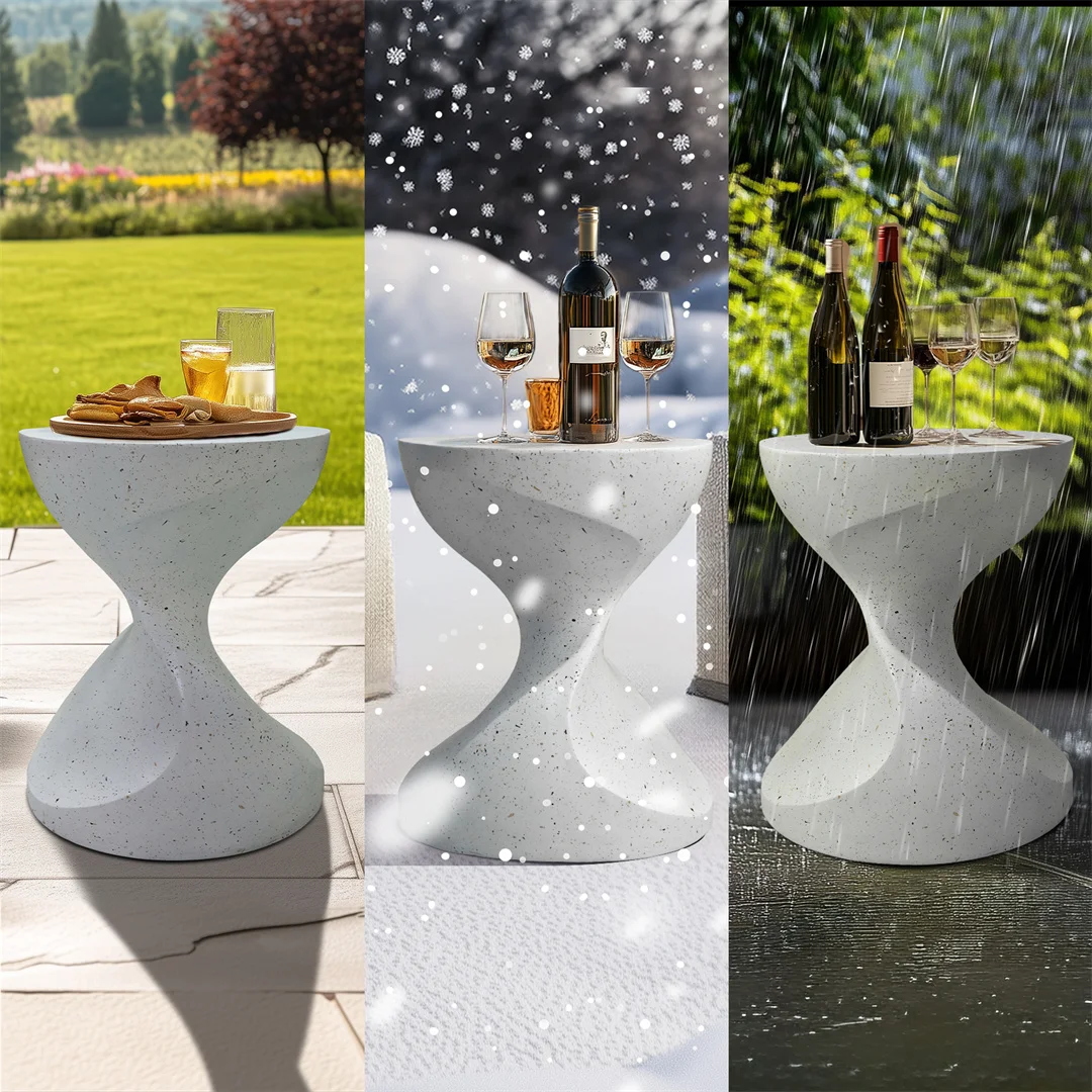 Lightweight Concrete Side Table: Modern Living Room Concrete Sofa Side End Table Bedside Accent Table for Indoor Kitchen, Outdoors Balcony, Patio