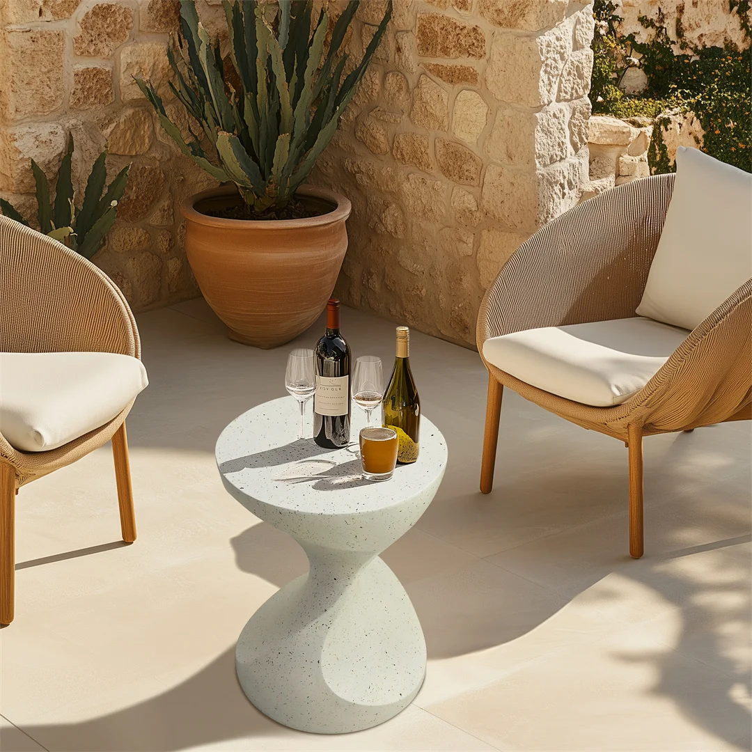 Lightweight Concrete Side Table: Modern Living Room Concrete Sofa Side End Table Bedside Accent Table for Indoor Kitchen, Outdoors Balcony, Patio