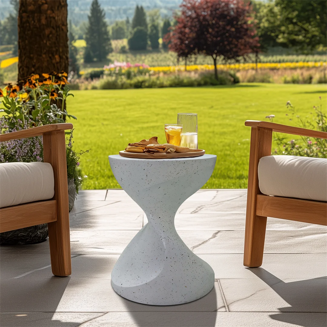 Lightweight Concrete Side Table: Modern Living Room Concrete Sofa Side End Table Bedside Accent Table for Indoor Kitchen, Outdoors Balcony, Patio