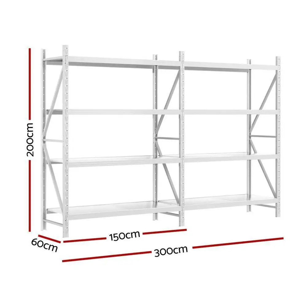 Heavy Duty 3M x 2M Garage Storage Shelving Warehouse Rack Adjustable Metal Organizer for Home Shop Industrial Use
