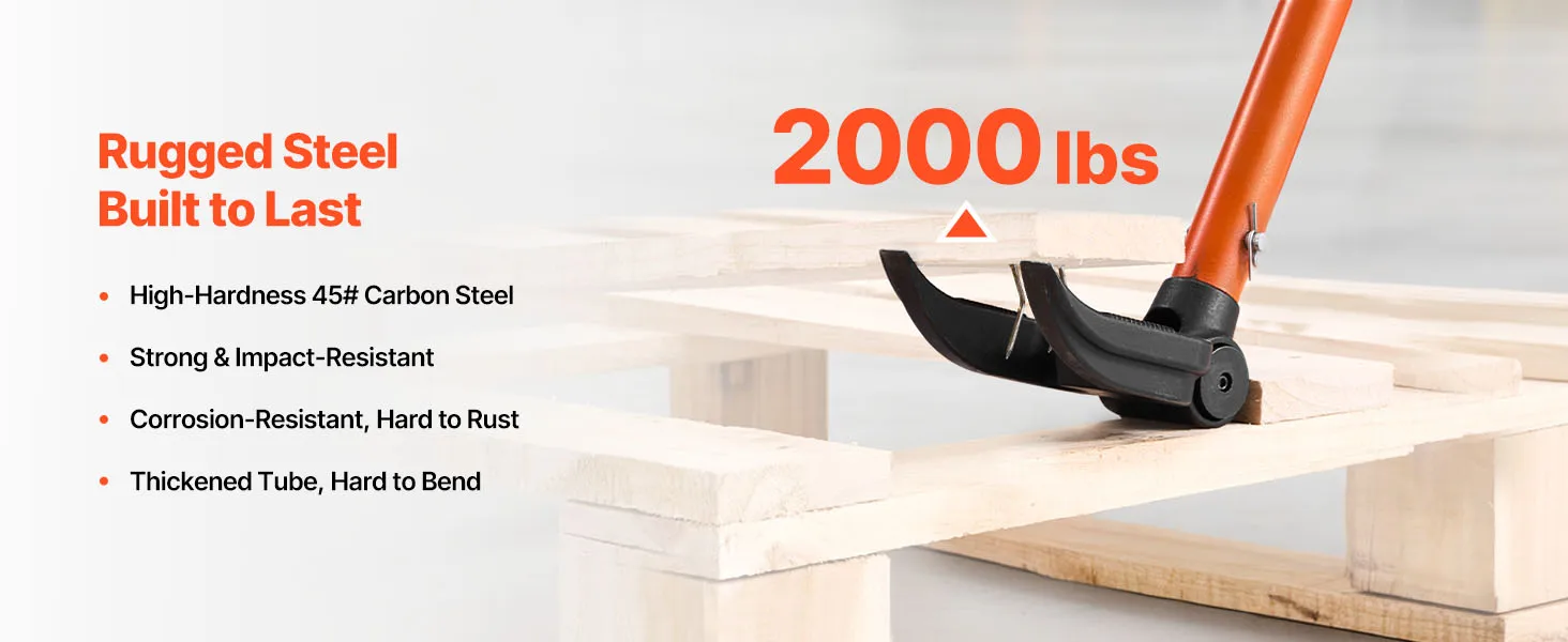 SucceBuy Pallet Buster Tool Carbon Steel Handle 2000 lbs Wrecking Pry Bar Deck Board Removal Tool for Roofing Trim Drywall