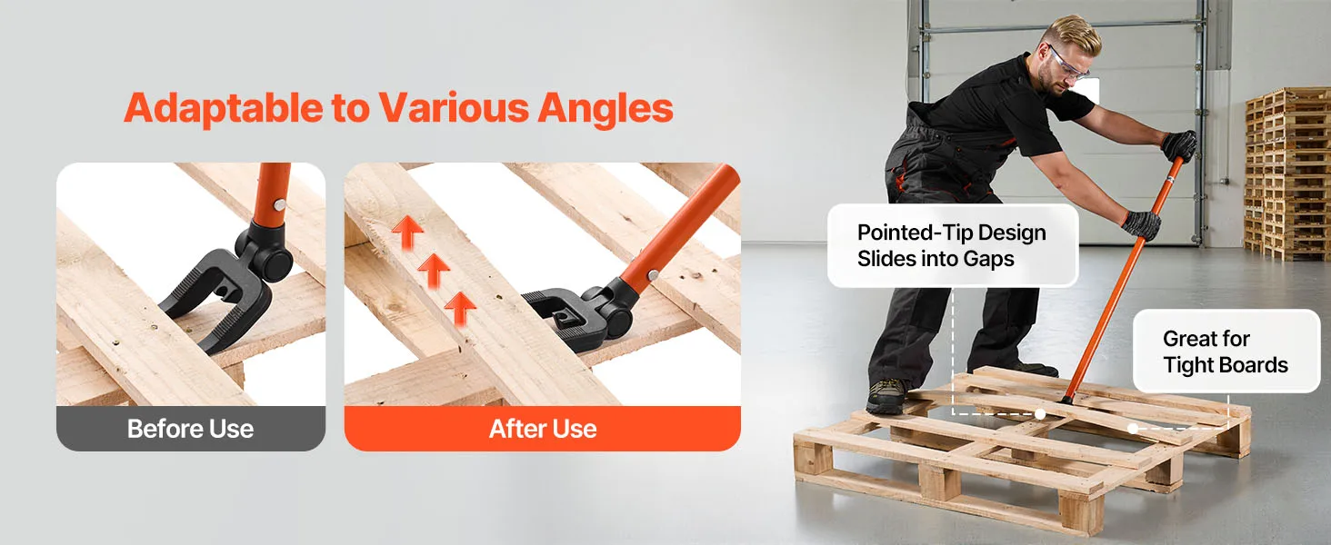 SucceBuy Pallet Buster Tool Carbon Steel Handle 2000 lbs Wrecking Pry Bar Deck Board Removal Tool for Roofing Trim Drywall