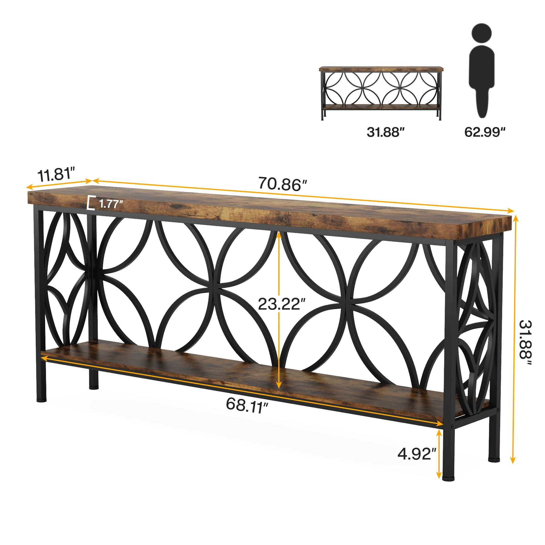 Tribesigns Hallway Console Table, 180 cm Long Sofa Table Behind Couch, Entry Console Table with Storage for Entryway, Living Roo