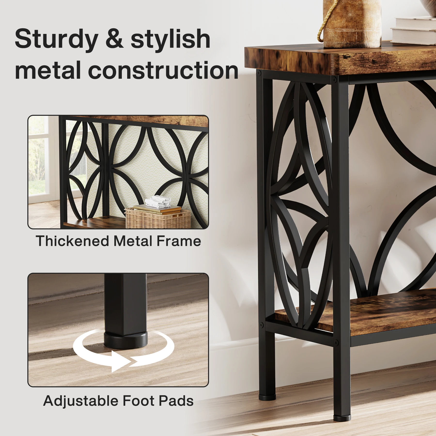 Tribesigns Hallway Console Table, 180 cm Long Sofa Table Behind Couch, Entry Console Table with Storage for Entryway, Living Roo