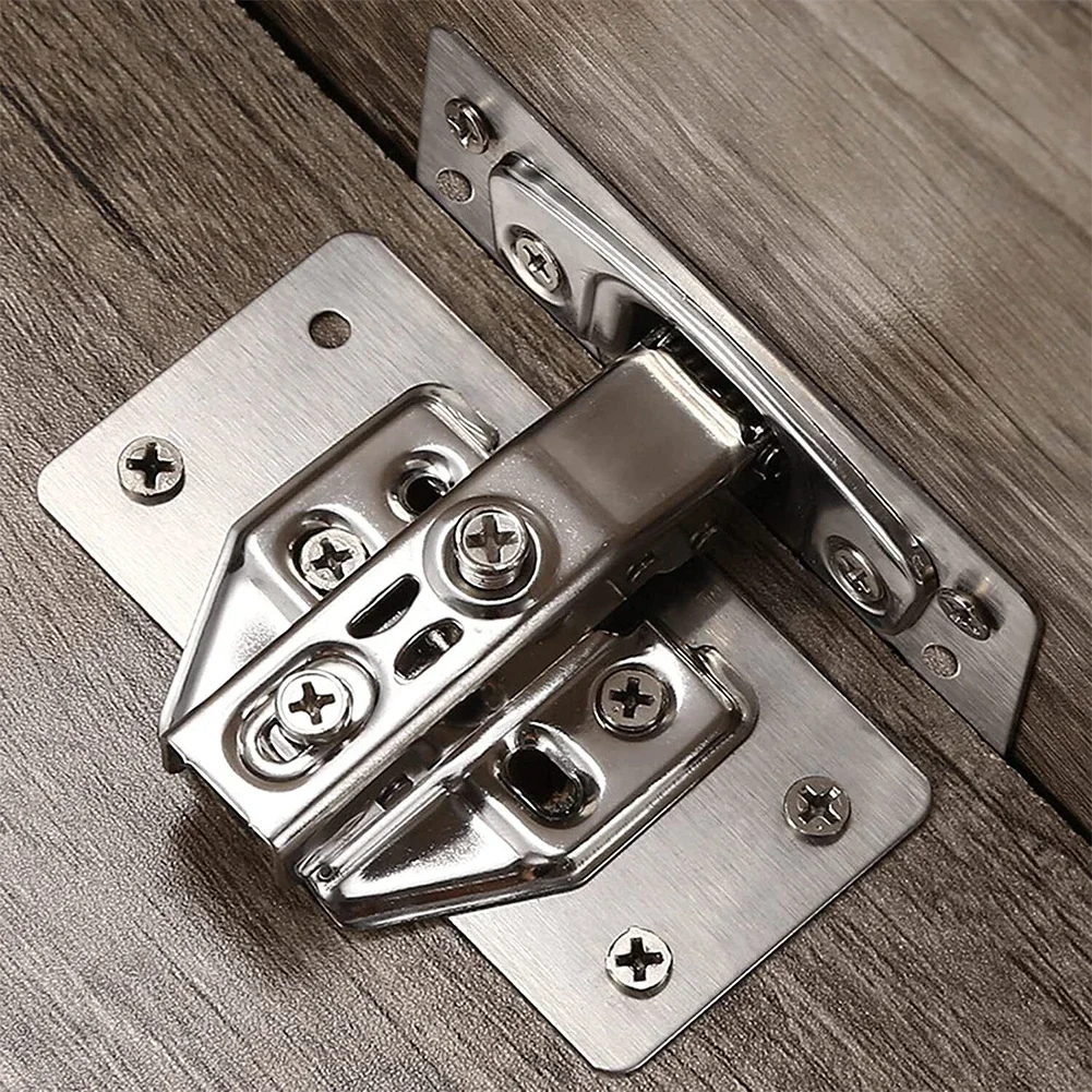 10Pcs Cabinet Hinge Repair Plate Kit Stainless Steel Door Hinge Mounting Plate With Holes For Home Kitchen Cupboard Furniture