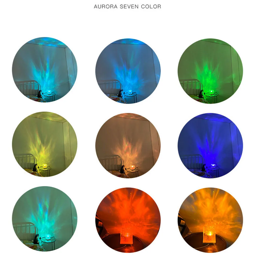 RGB Cube Northern Lights 16 Colour Aurora Projector Lamp Ocean Wave Night Lights