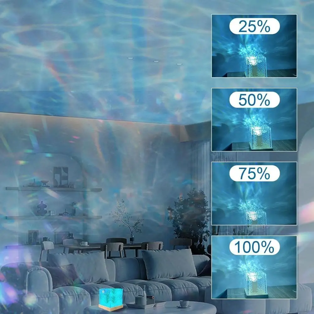 RGB Cube Northern Lights 16 Colour Aurora Projector Lamp Ocean Wave Night Lights