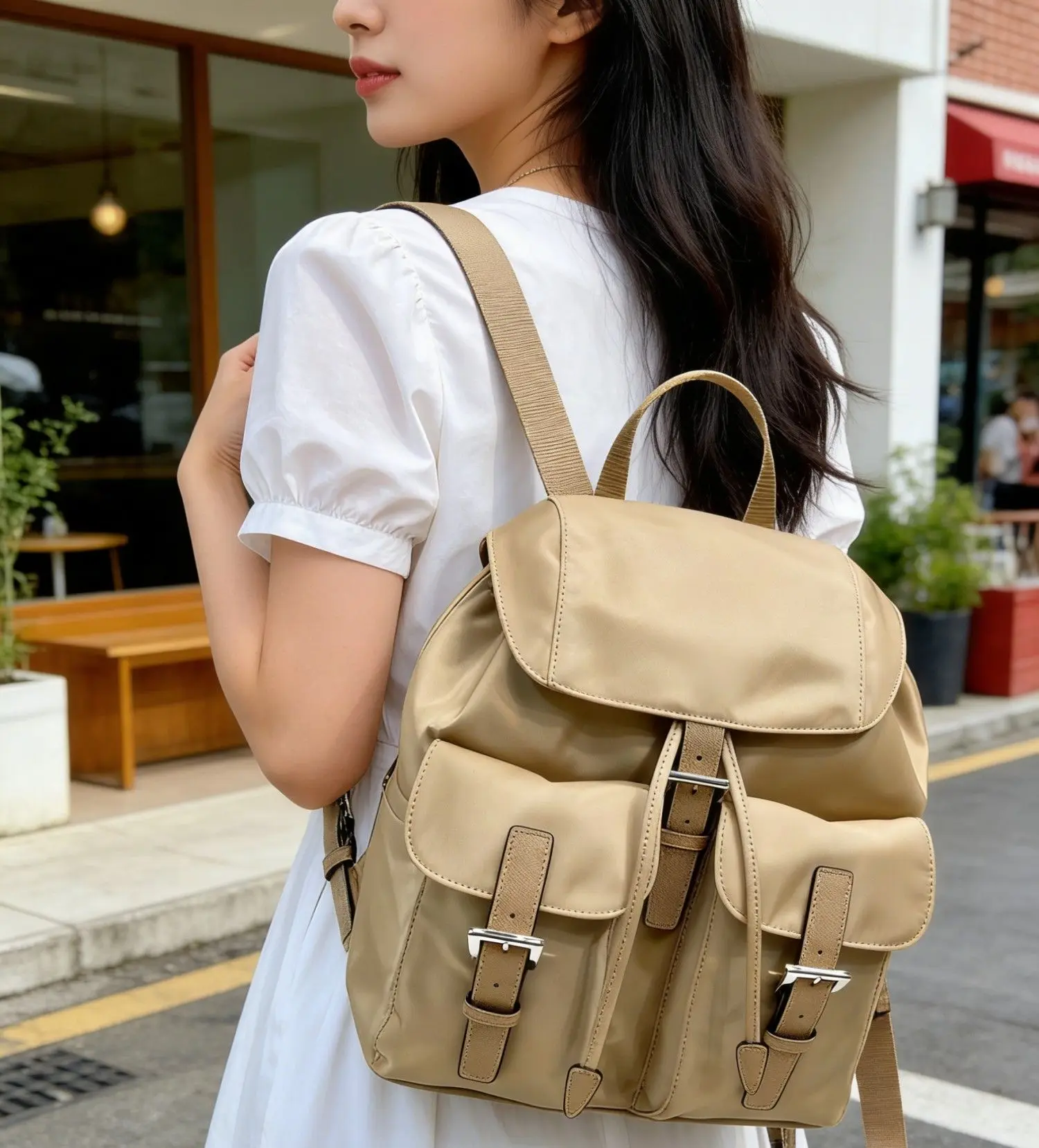 Design Women's Small Korean Fashion Solid Color Backpack Girls School Bags Cute Leather Solid Color Back Pack