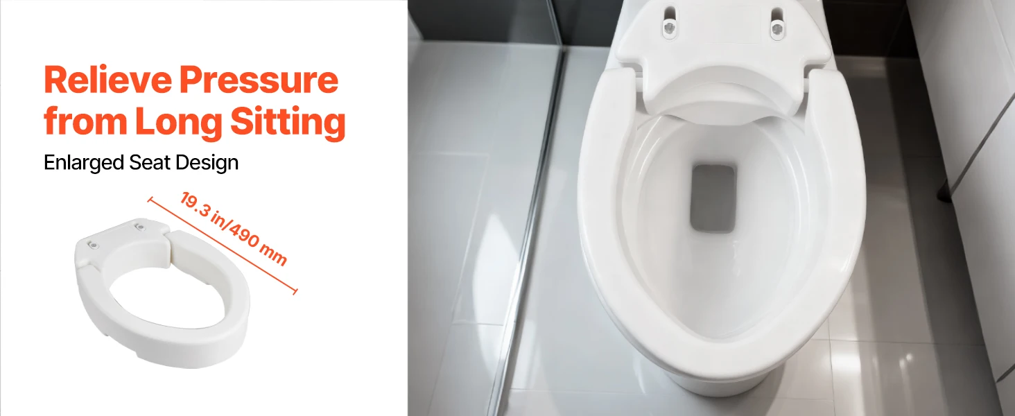 SucceBuy Raised Toilet Seat 300 lbs Load Capacity 3.5-Inch Lift Height Commode Elevated Toilet Seat Riser for Seniors Elderly