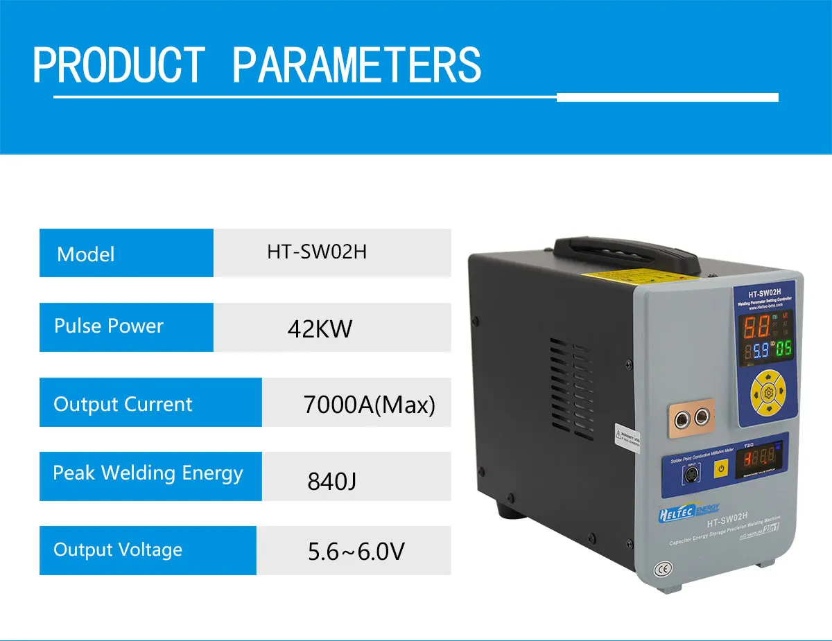 Heltec Copper/Nickel/Aluminum Battery welding 02H 42KW 7000A w/ Flux 75B Pen Industrial Super Capacitor Pulse Spot Welder