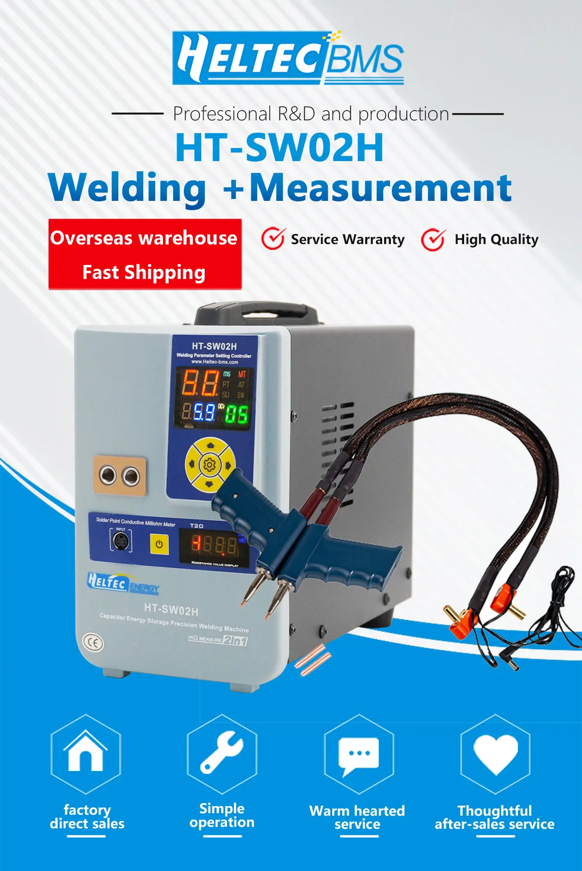 Heltec Copper/Nickel/Aluminum Battery welding 02H 42KW 7000A w/ Flux 75B Pen Industrial Super Capacitor Pulse Spot Welder