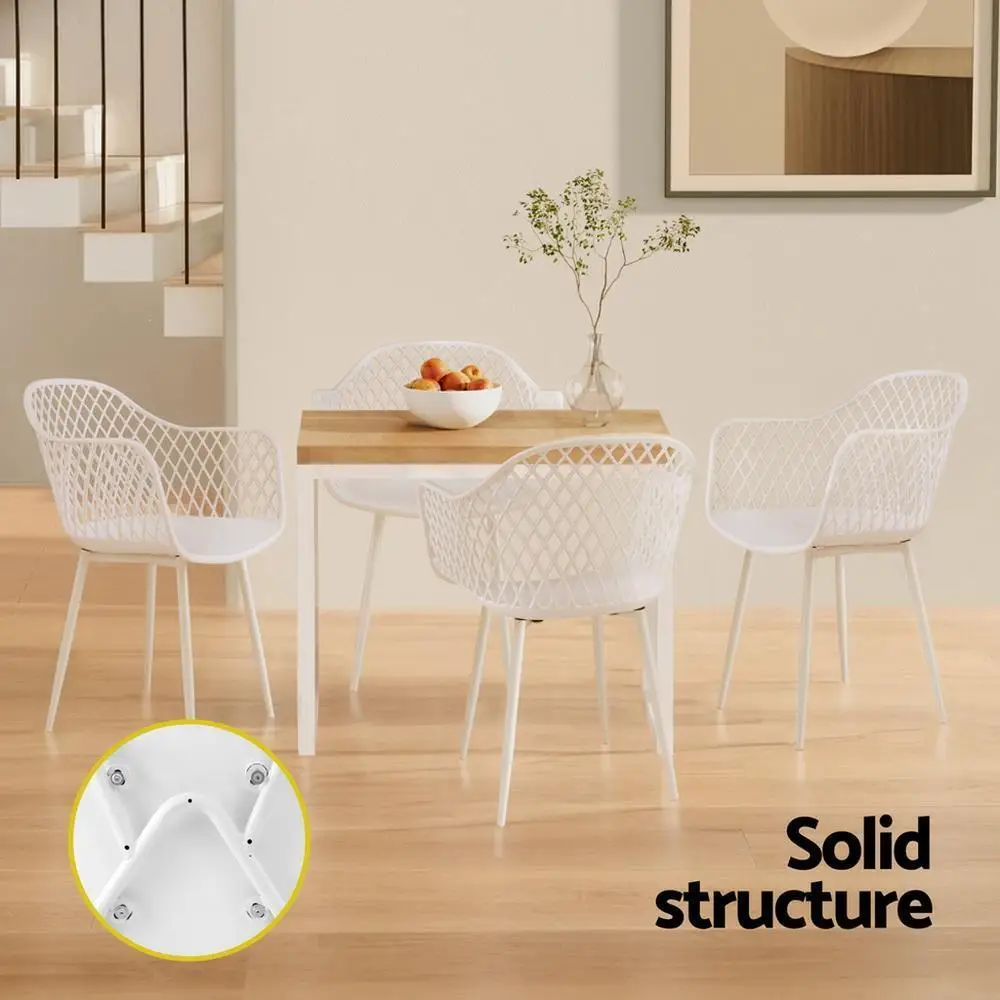 4PC Outdoor PP Lounge Chairs White Patio Dining Set Garden Furniture