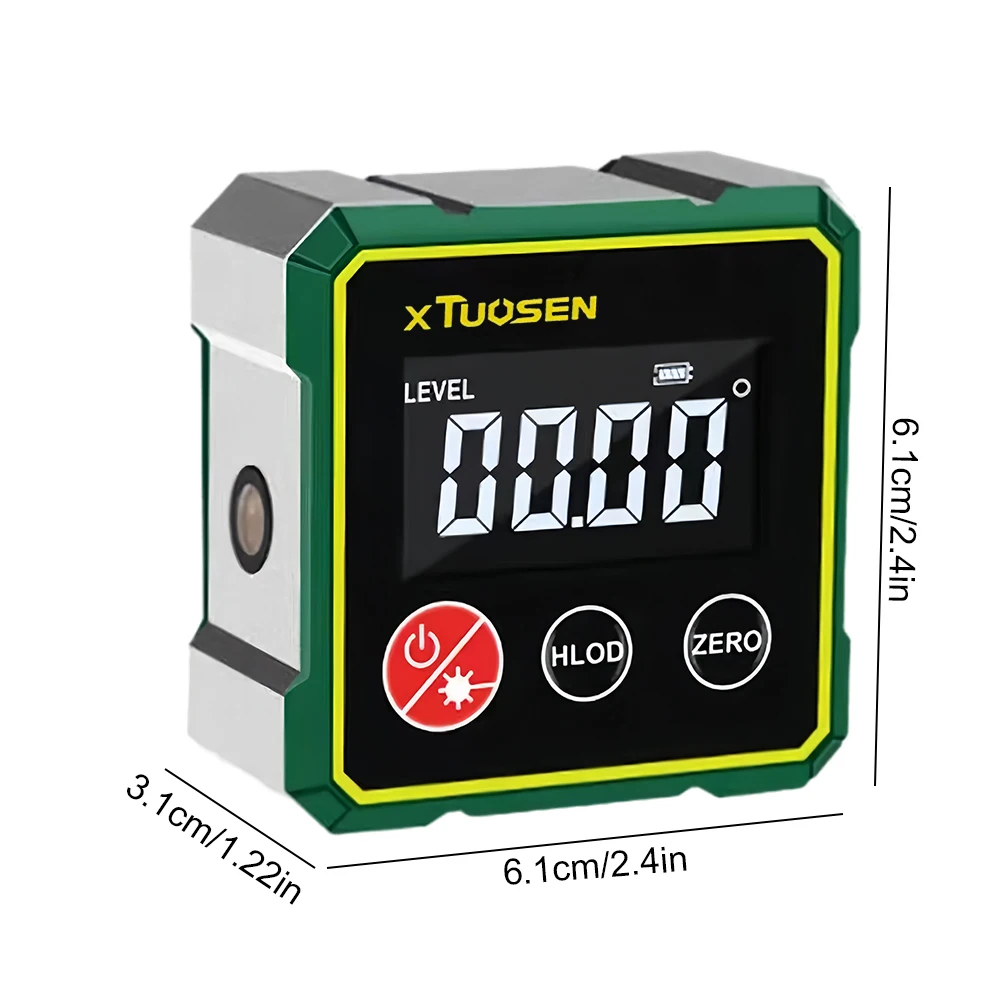 Digital Magnetic Inclinometer Protractor 360° LCD Level Angle Gauge Precision Measuring for Woodworking Table Saw Metalworking 