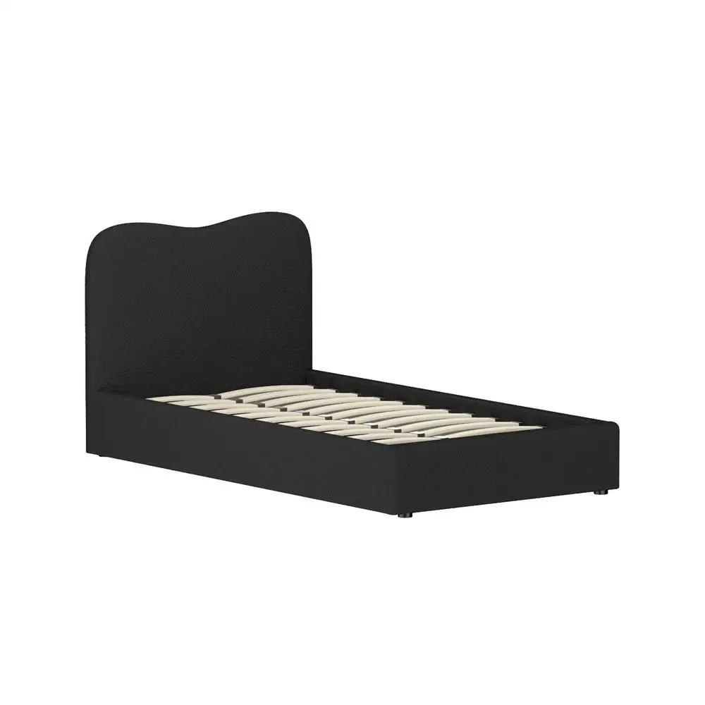 King Single Boucle Upholstered Bed Frame with Solid Support and Modern Soft Texture Design
