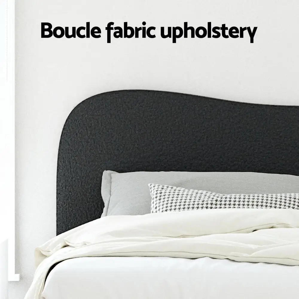 King Single Boucle Upholstered Bed Frame with Solid Support and Modern Soft Texture Design