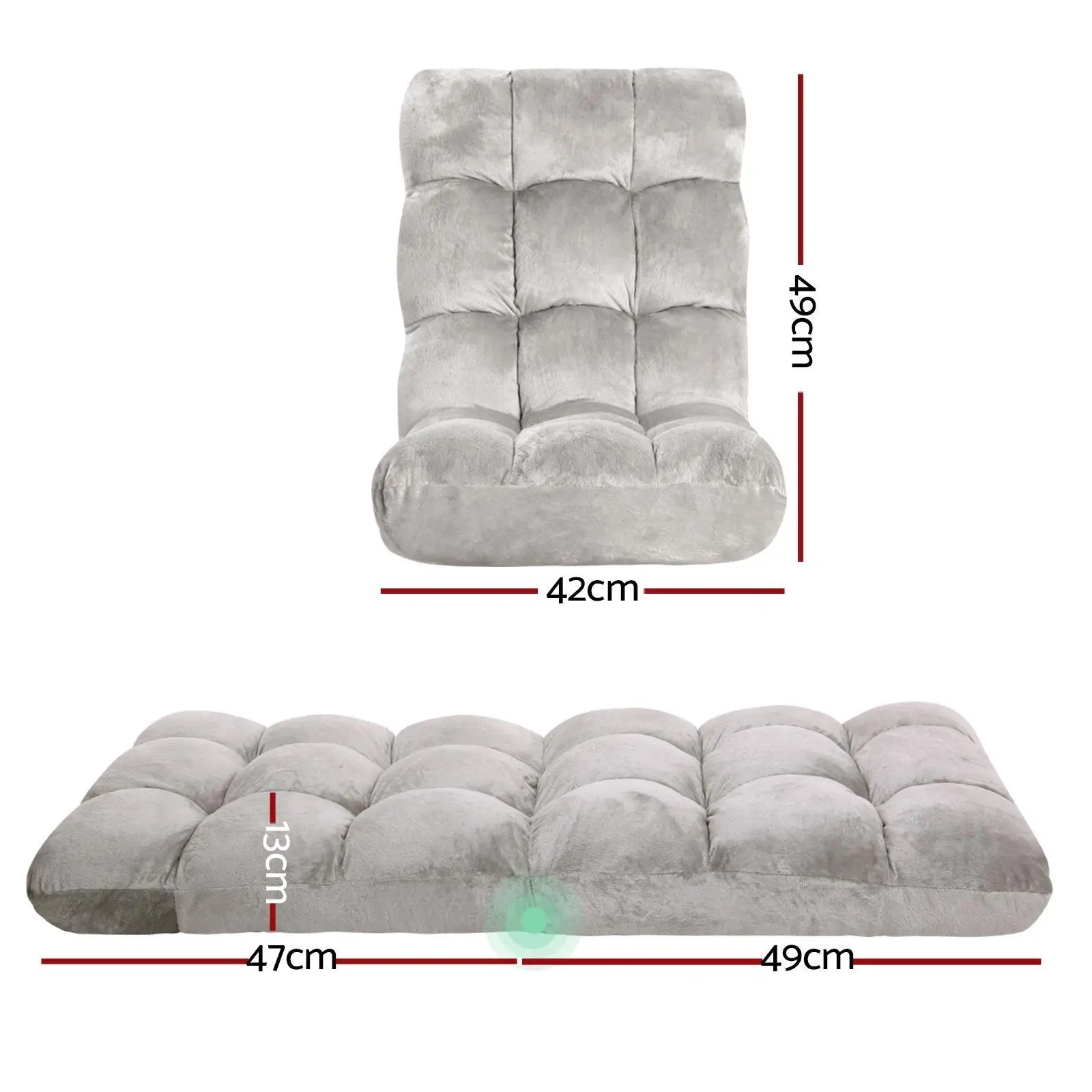 4X Grey Flannel Lounge Sofa Bed Convertible Upholstered Sleeper Couch for Living Room