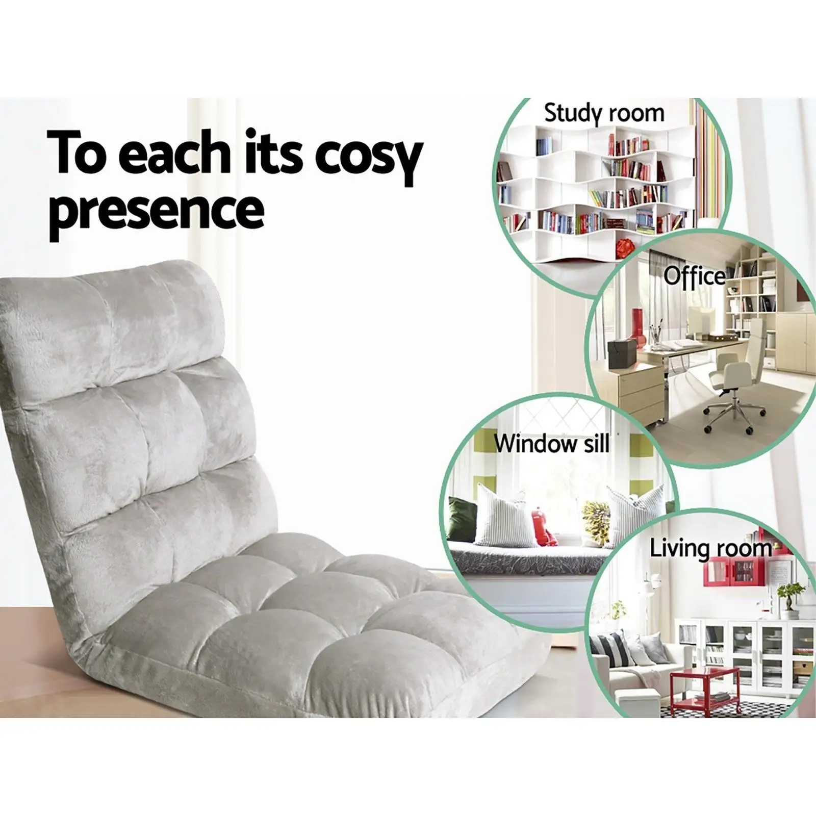 4X Grey Flannel Lounge Sofa Bed Convertible Upholstered Sleeper Couch for Living Room