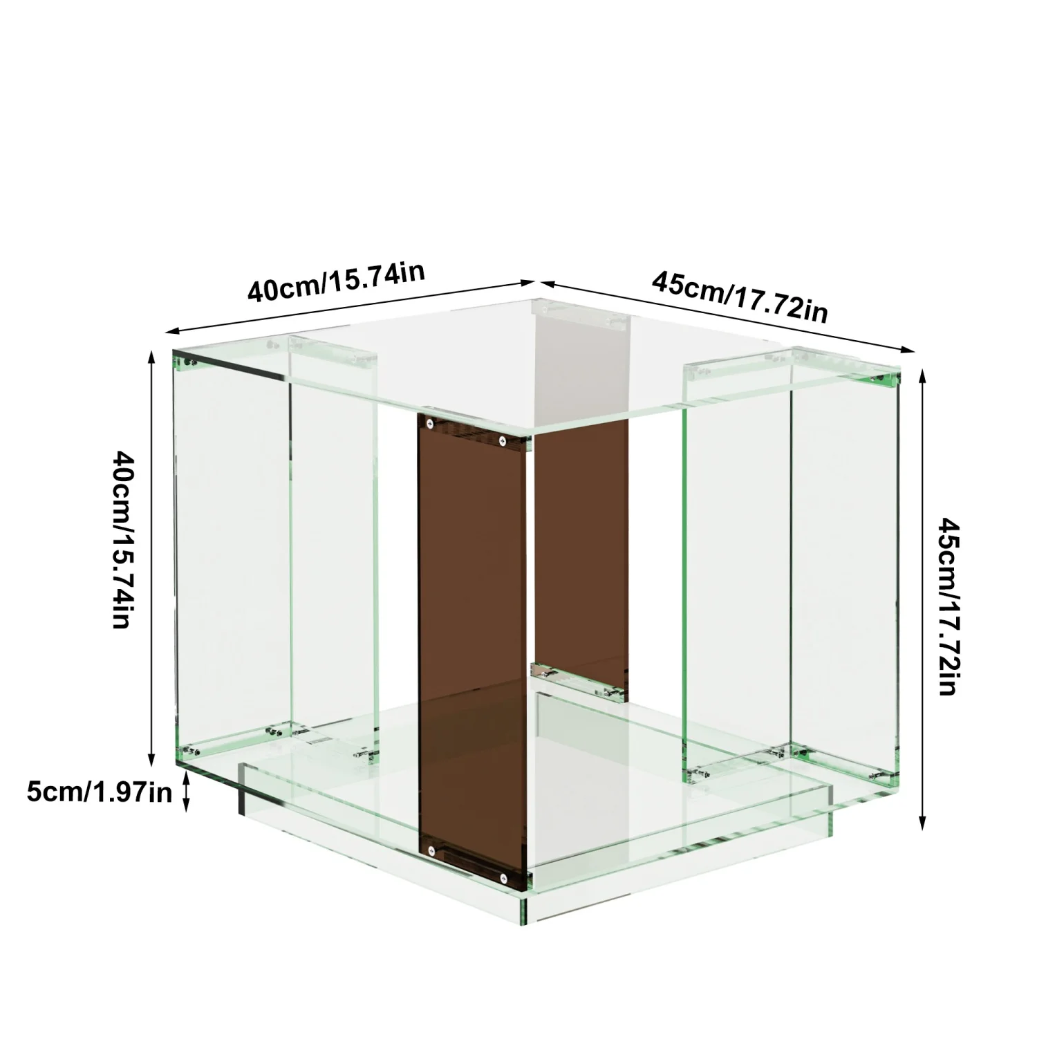 Square Acrylic End Table Record Player Table with Storage Shelf Bedside Side Table Nightstand for Bedrooms Living Room 