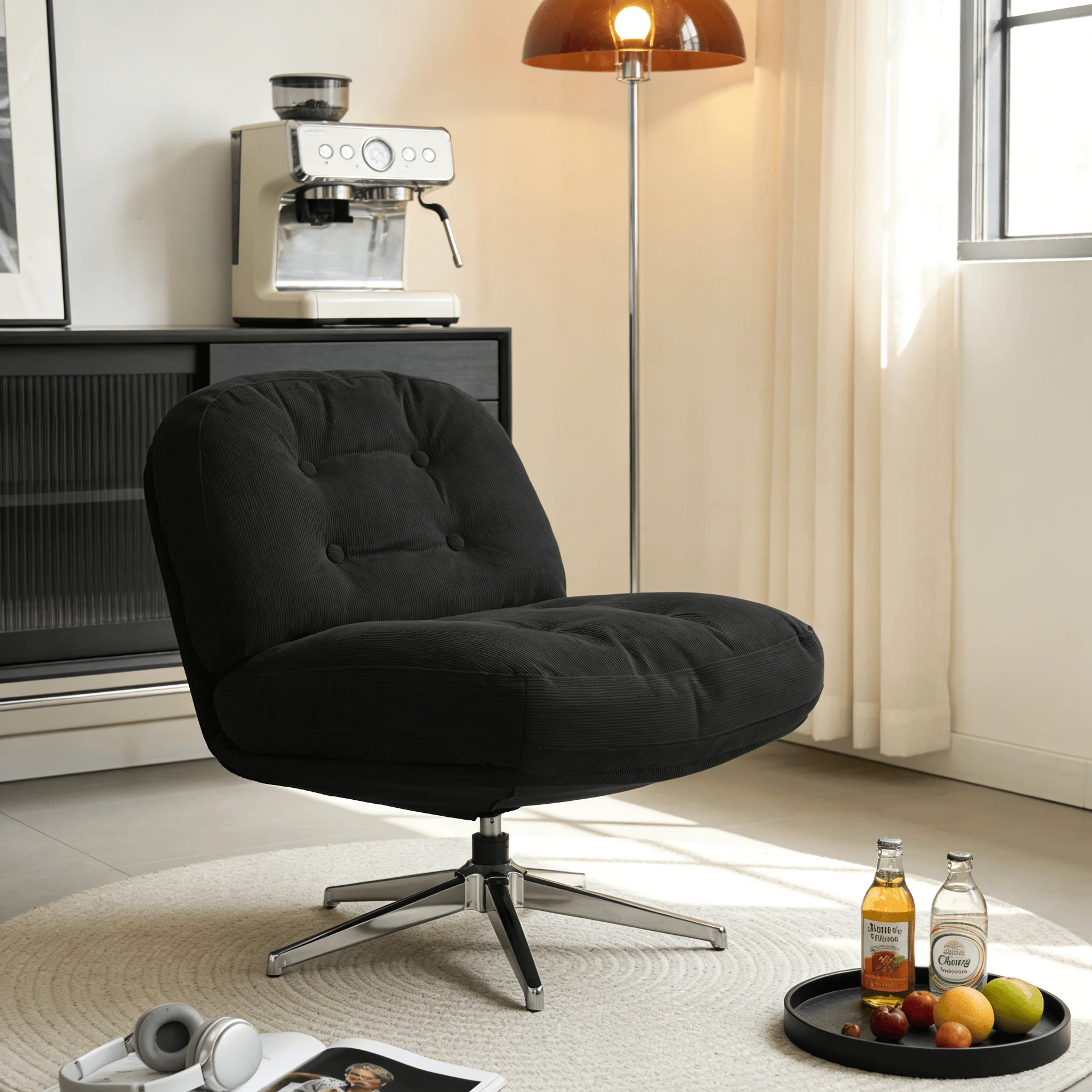 Living room single sofa chair, balcony small-sized chair, modern minimalist swivel chair, creative leisure chair