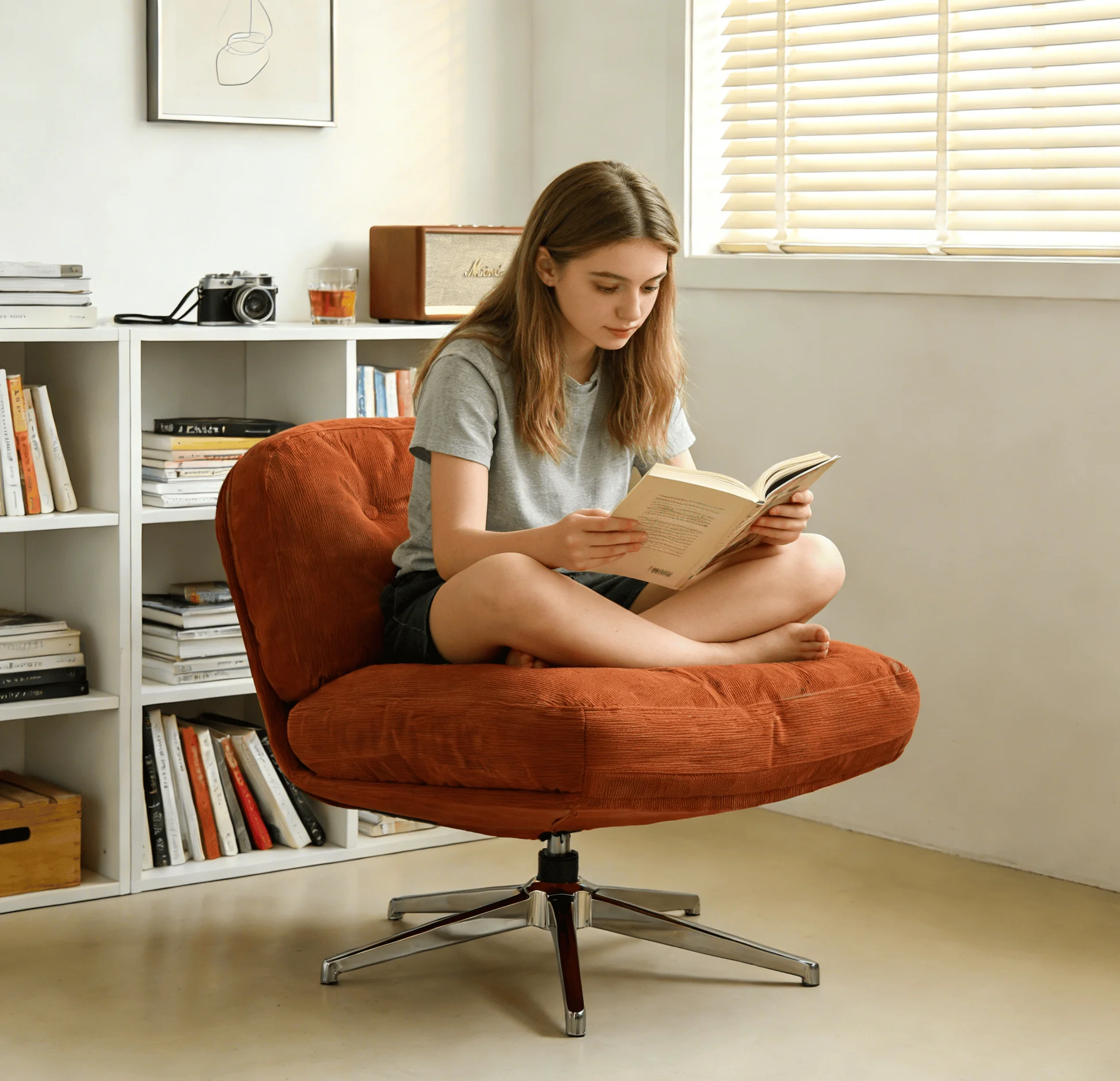 Living room single sofa chair, balcony small-sized chair, modern minimalist swivel chair, creative leisure chair