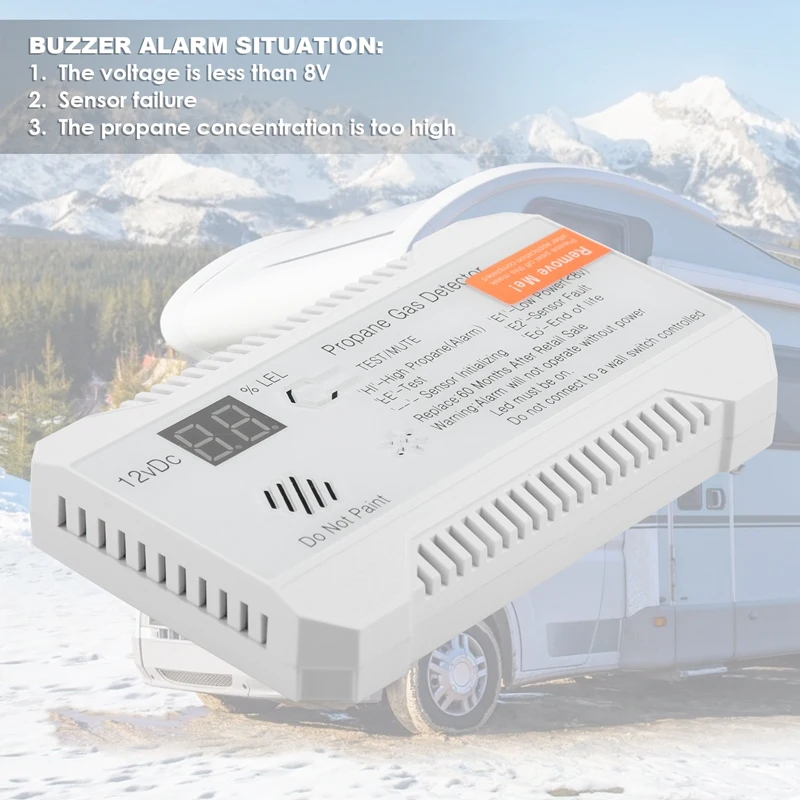 Propane Detector 12V LPG Natural Gas Sensor Leak Alarm 85DB Siren For Car RV Home Digital Propane Tester Meter