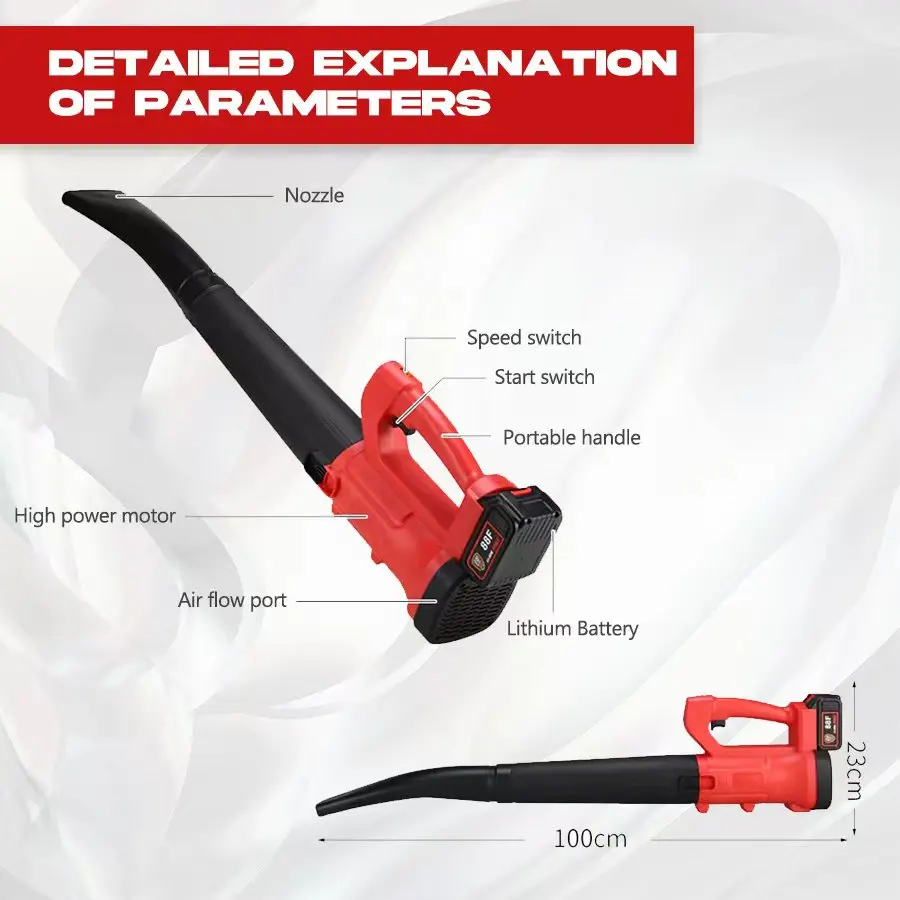 PORIYA 2800W 21V Cordless Leaf Blower Handheld 6-speed Garden Cleaner Tool with Battery
