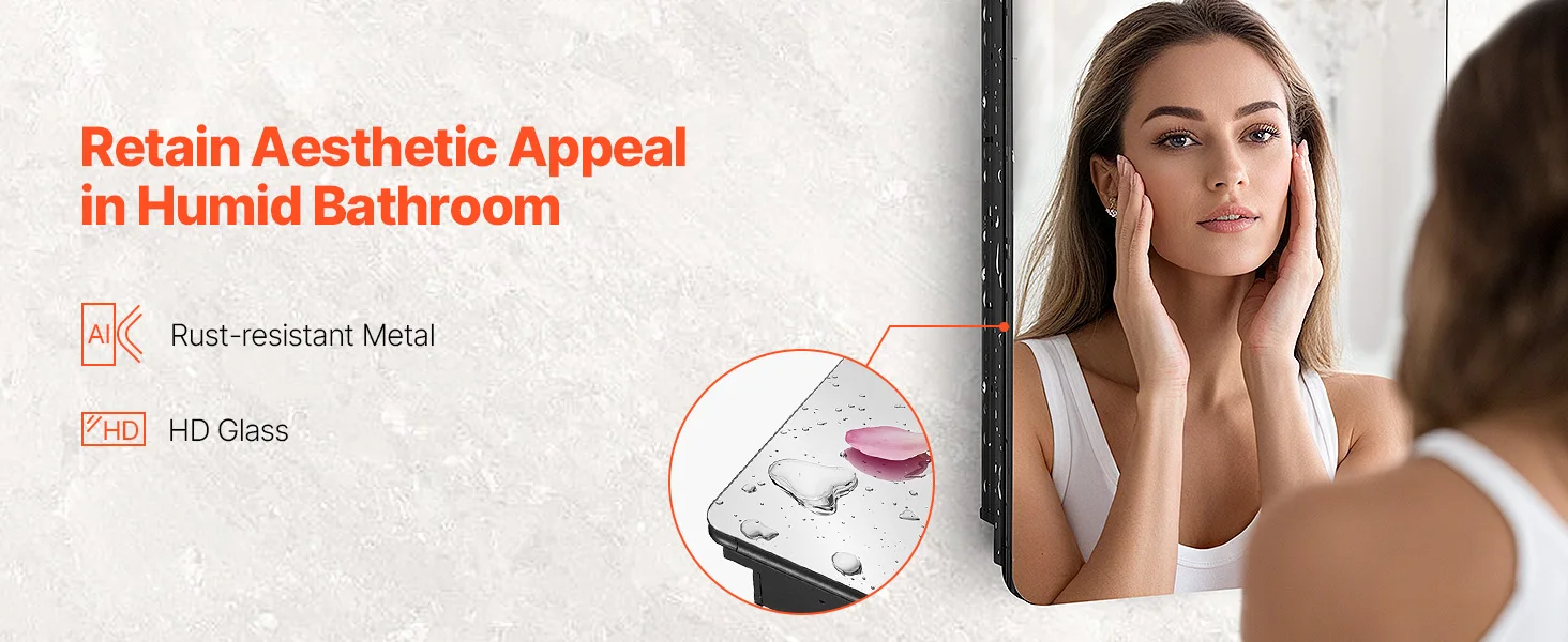 SucceBuy Medicine Cabinet, Bathroom Locker w/ Mirror Aluminum Frame Bathroom Wall Cabinet Recessed & Wall-mounted Installation