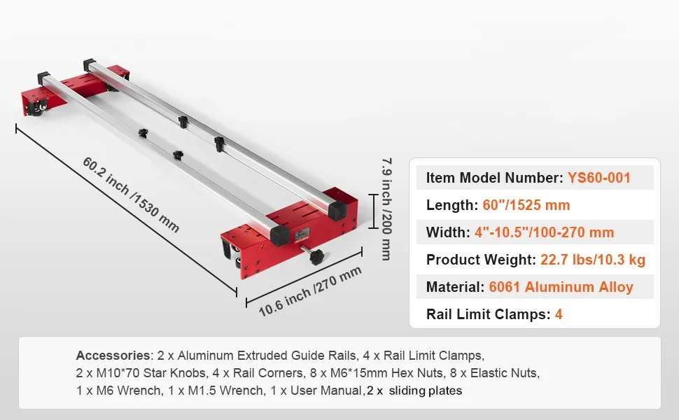 SucceBuy Router Sled 60 inches Portable and Adjustable Slab Flattening Jig DIY Woodworking Router Sled for Wood Flattening Home