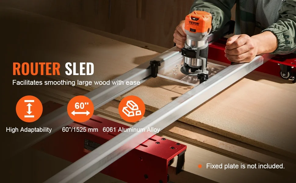 SucceBuy Router Sled 60 inches Portable and Adjustable Slab Flattening Jig DIY Woodworking Router Sled for Wood Flattening Home
