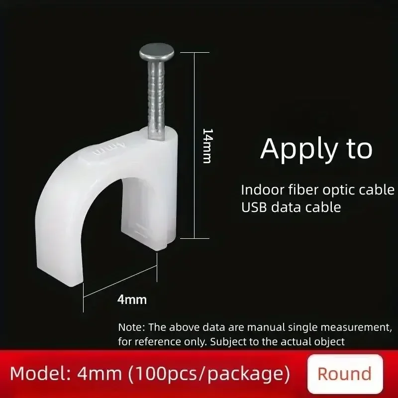 100Pcs Cable Clamp with Steel Nails Plastic Nylon Tie 6/10mm