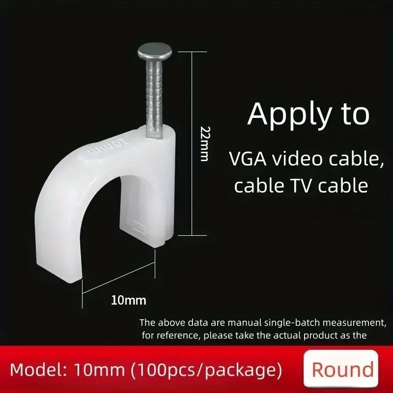 100Pcs Cable Clamp with Steel Nails Plastic Nylon Tie 6/10mm