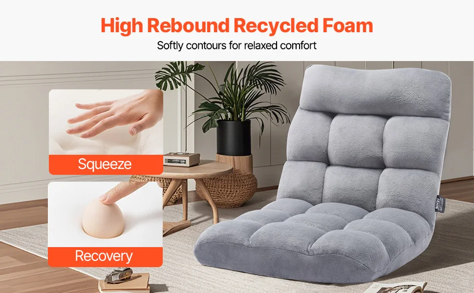 SucceBuy Floor Chair Recycled Foam Folding Sofa Chair Multifunctional Floor Chair with Back Support Ideal to Sleeping Reading