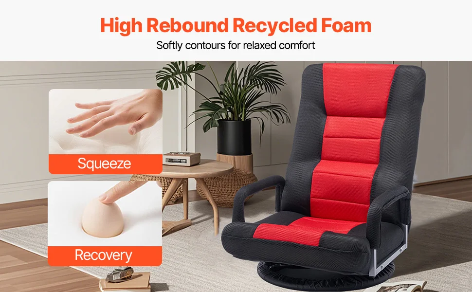 SucceBuy Floor Chair Recycled Foam Folding Sofa Chair Multifunctional Floor Chair with Back Support Ideal to Sleeping Reading