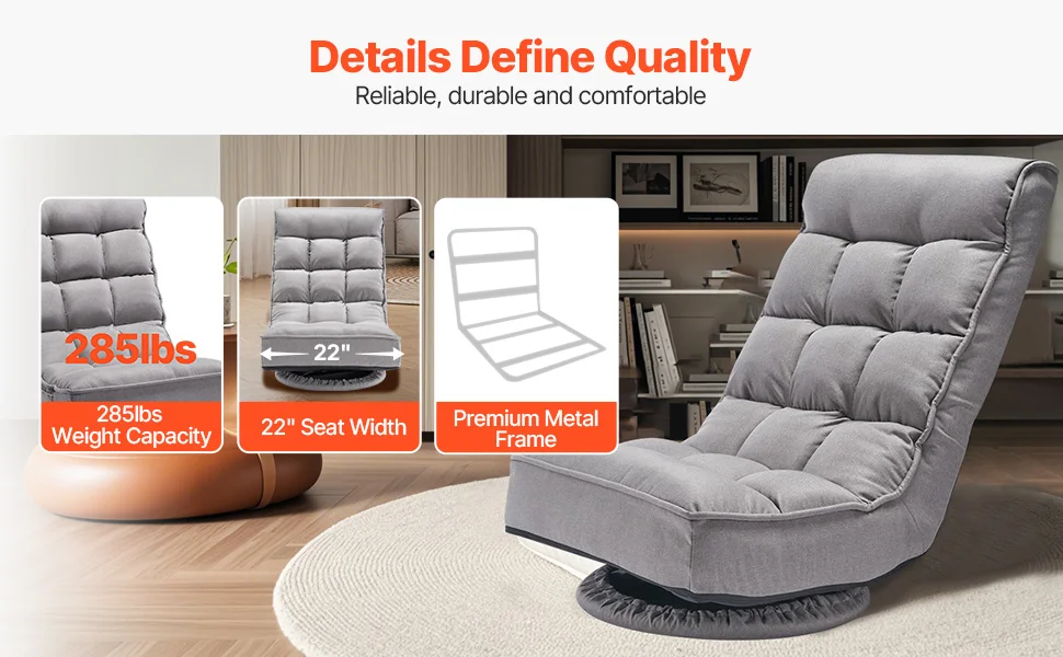 SucceBuy Floor Chair Recycled Foam Folding Sofa Chair Multifunctional Floor Chair with Back Support Ideal to Sleeping Reading