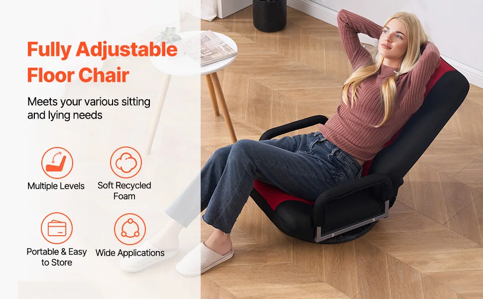 SucceBuy Floor Chair Recycled Foam Folding Sofa Chair Multifunctional Floor Chair with Back Support Ideal to Sleeping Reading