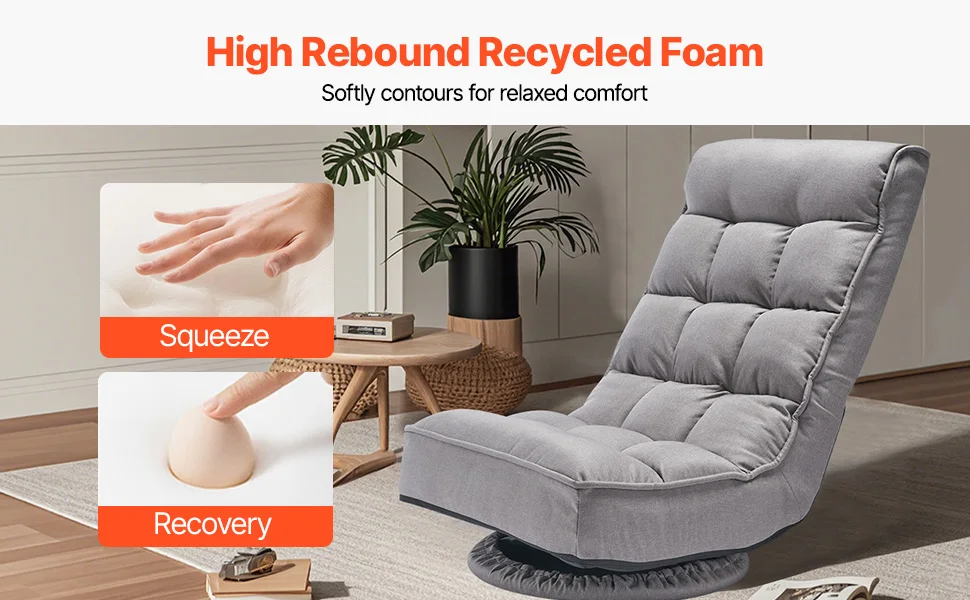 SucceBuy Floor Chair Recycled Foam Folding Sofa Chair Multifunctional Floor Chair with Back Support Ideal to Sleeping Reading