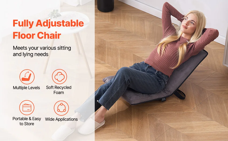 SucceBuy Floor Chair Recycled Foam Folding Sofa Chair Multifunctional Floor Chair with Back Support Ideal to Sleeping Reading
