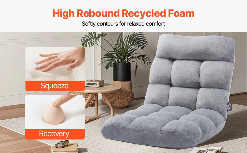 SucceBuy Floor Chair Recycled Foam Folding Sofa Chair Multifunctional Floor Chair with Back Support Ideal to Sleeping Reading