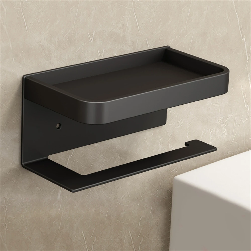 Toilet Paper Roll Holder with Phone Shelf Wall Mounted Brass Tissue Rack Storage
