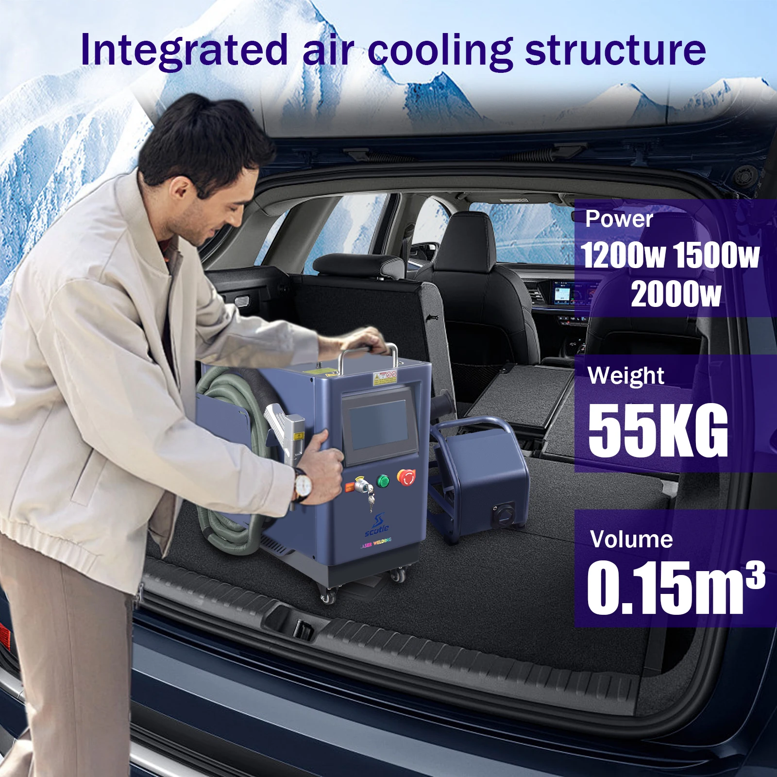 1500W Air Cooled Fiber Laser Welder 4 IN 1 Handheld Laser Welding Machine for Metal Welding Cleaning Cutting Weld Seam Cleaning Stainless Steel Aluminum