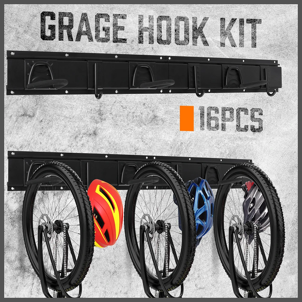 HORUSDY Bike Storage Rack Bike Racks Helmets Hooks Wall Mounted Capacity 600lbs