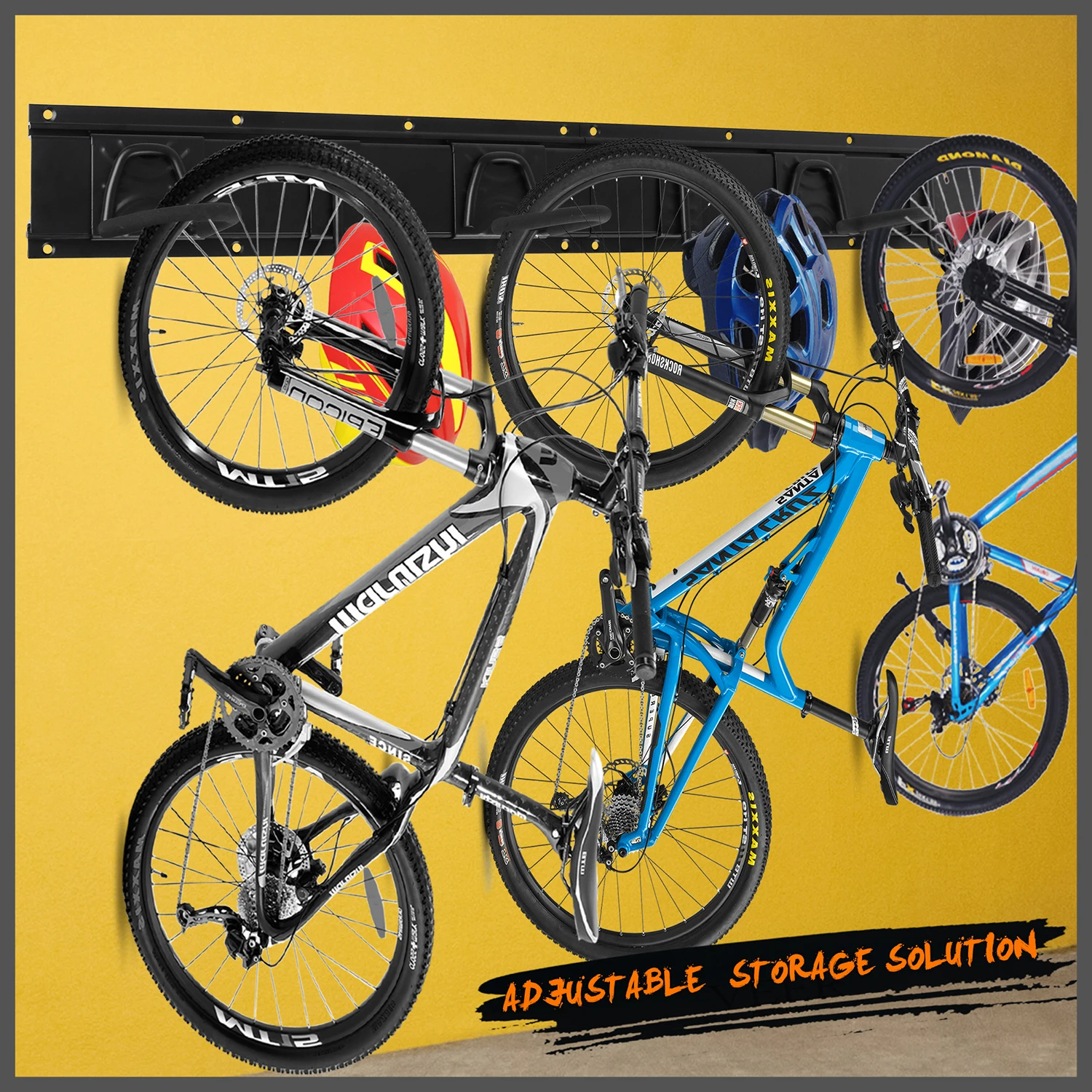 HORUSDY Bike Storage Rack Bike Racks Helmets Hooks Wall Mounted Capacity 600lbs