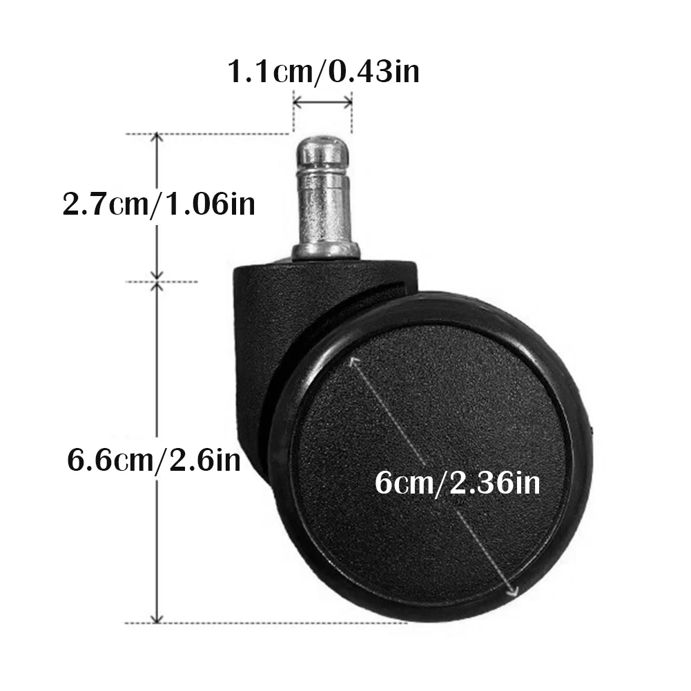 5PCS Office Chair Casters 60mm Universal Rolling Casters Wear Resist Mute Swivel Caster Replacemen Furniture Wheels Roller